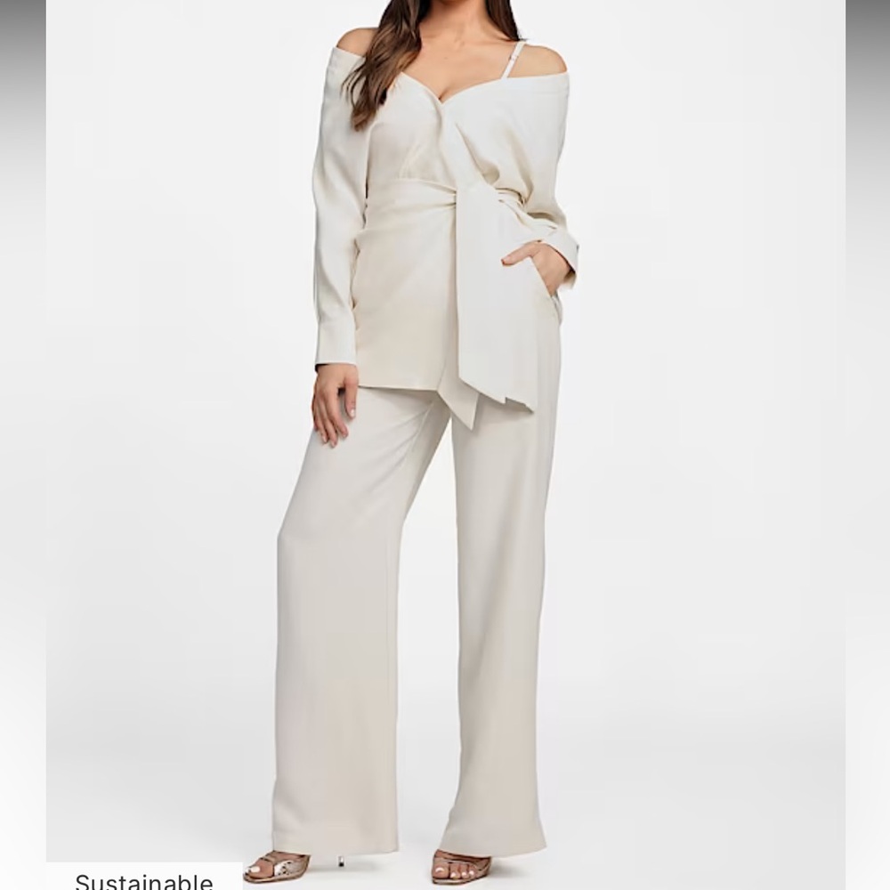 Marciano Off-Shoulder White Linen Blouse - Size M